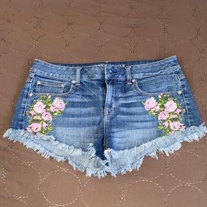 High rise embroidered shorts